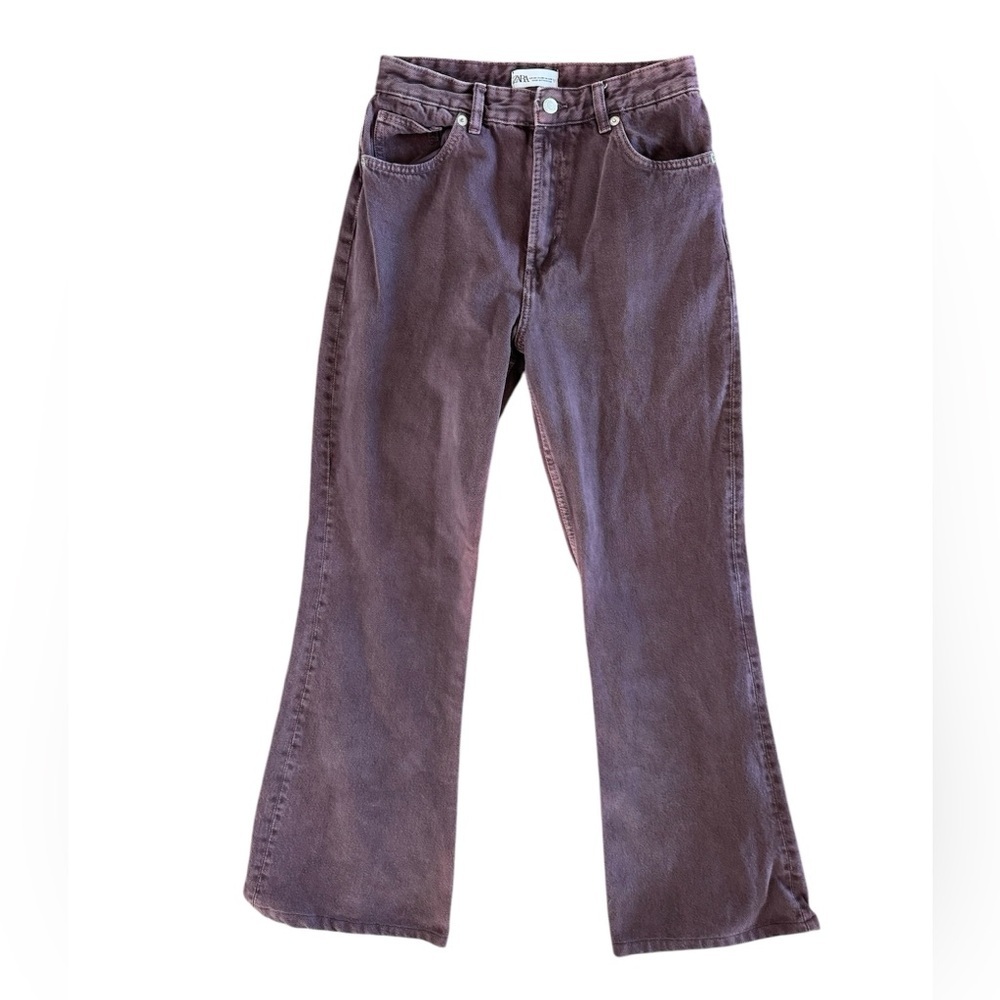 Zara high waist purple flared fades jeans 6